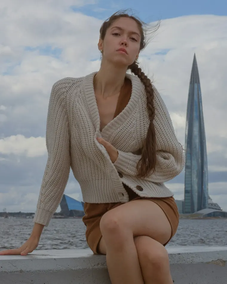 Кардиган с косами
